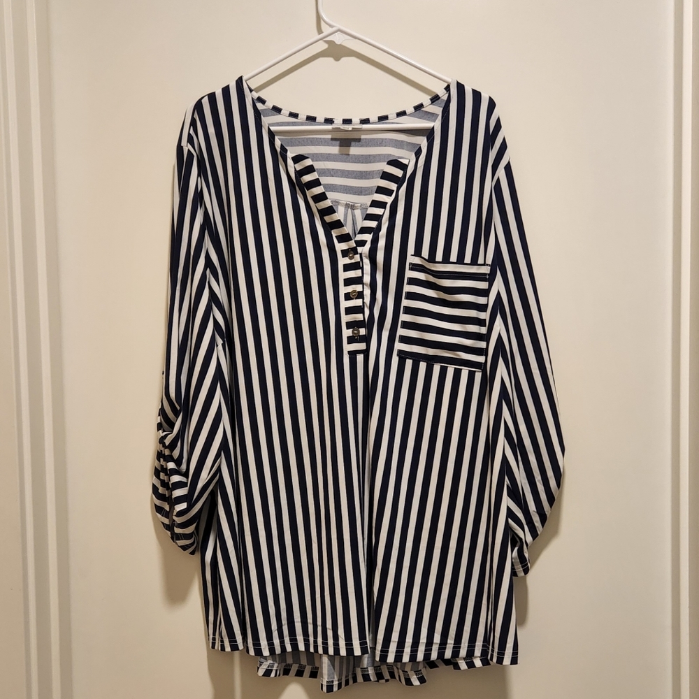 Navy and white striped tunic